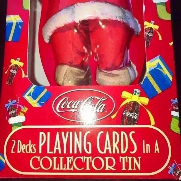 Coca Cola Vintage Santa Collectors Tin with two decks of cards NWT in BOX - Picture 2 of 14